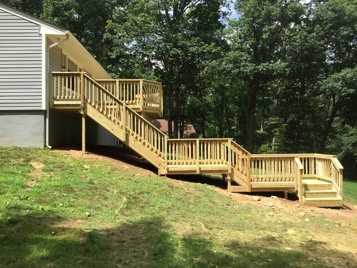 custom wooden steps from deck